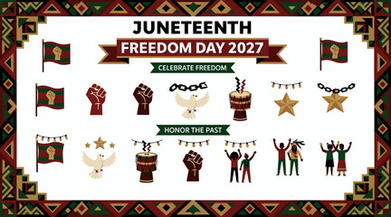 Fototapeta premium Juneteenth Freedom Day 2027 Celebrate Freedom Honor Past Ethnic Decorations