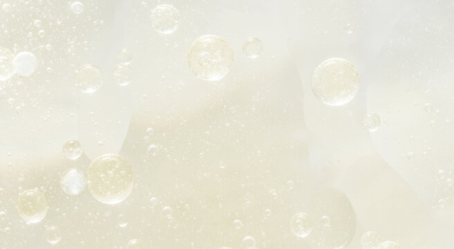 Abstract clear water bubbles essential oil beauty collagen Serum Repair cell background.