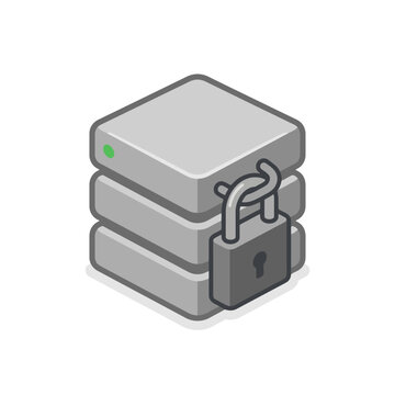 Elegant Isometric of a Secure Three Drive Stack with a Padlock Symbol for Data Protection and Encryption