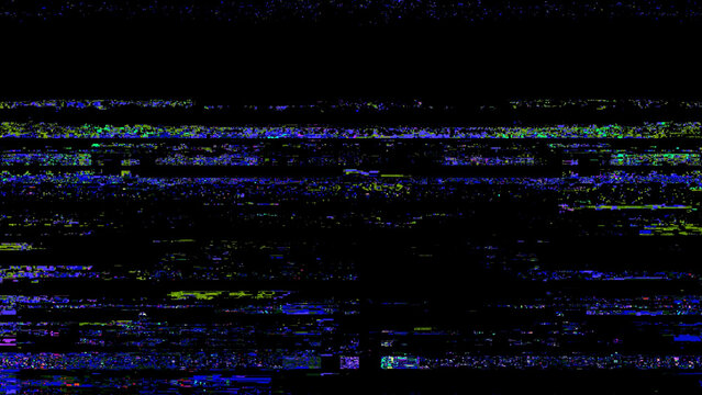 RGB TV glitch texture overlay with digital noise, scan lines, signal distortion and corrupted screen interference, colorful abstract background for cyberpunk, video, music cover, poster or futuristic 