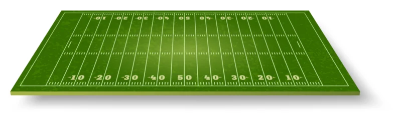 Green American football playing field with yard lines isolated on white background © Tartila