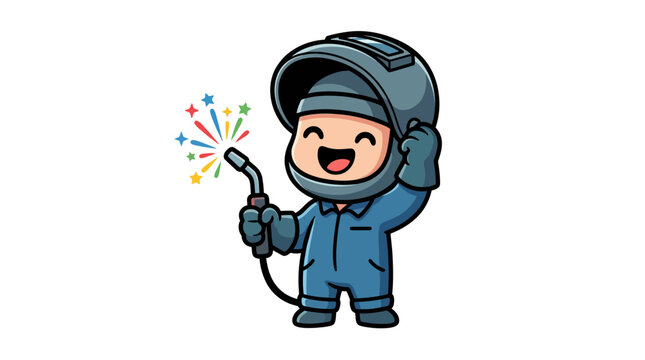 cartoon illustration of a welder