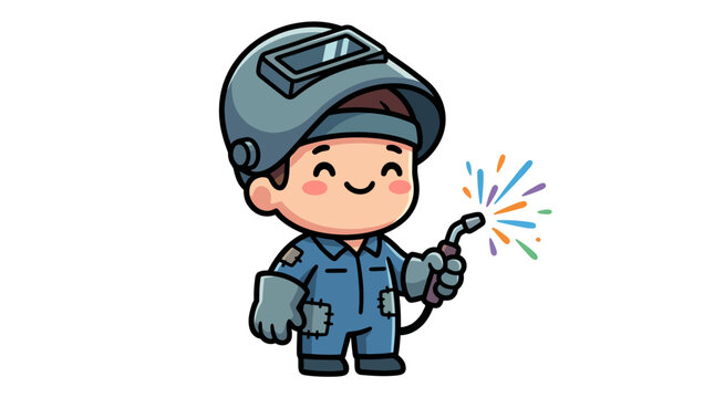 cartoon illustration of a welder