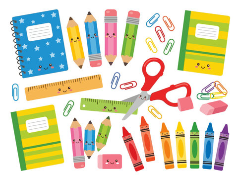 Colorful School Supplies Arrangement.
