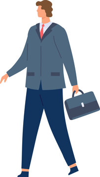 Businessman walking forward with a briefcase, representing professional career and progress