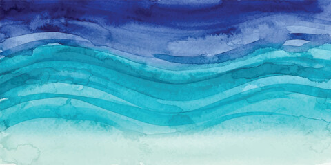 Abstract watercolor texture with horizontal lines and blue ocean tones watercolor background abstract horizontal painting artistic gradient © Manjur
