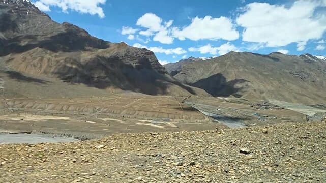 Driving Through Rocky Hills of Lahaul Spiti Valley