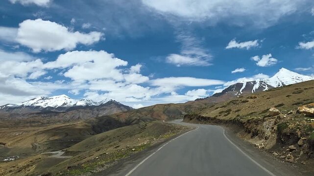 Mountain Road Through the Cold Desert Landscape