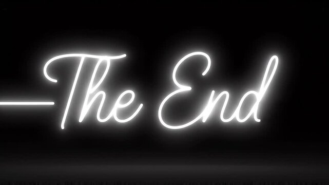 The End Neon Glowing Text Animation on Black Background