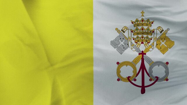 Vatican City flag fabric with yellow and white papal emblem