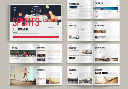 Sports Magazine Landscape Layout Design
