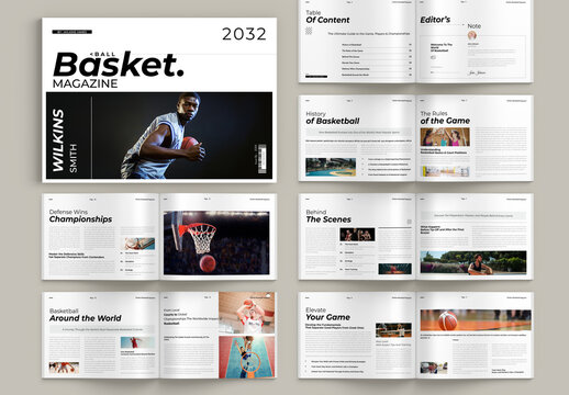Modern Basketball Magazine Landscape Layout