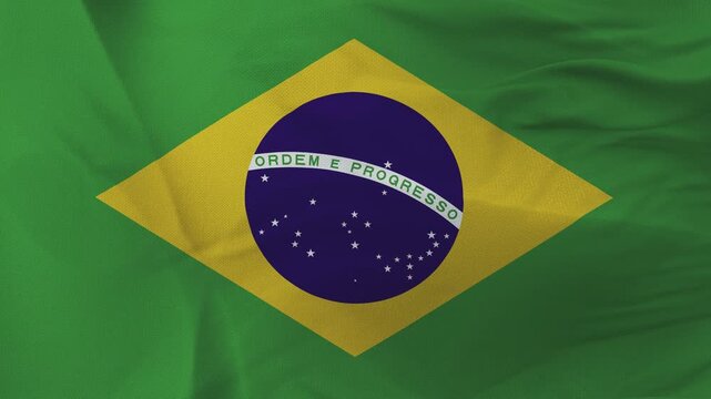 Brazil National Flag Waving with Globe and Ordem e Progresso Motto