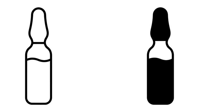 Medical Ampoules: Two pharmaceutical ampoules, one outlined in black and white and the other solid black, showcasing essential medical containment.