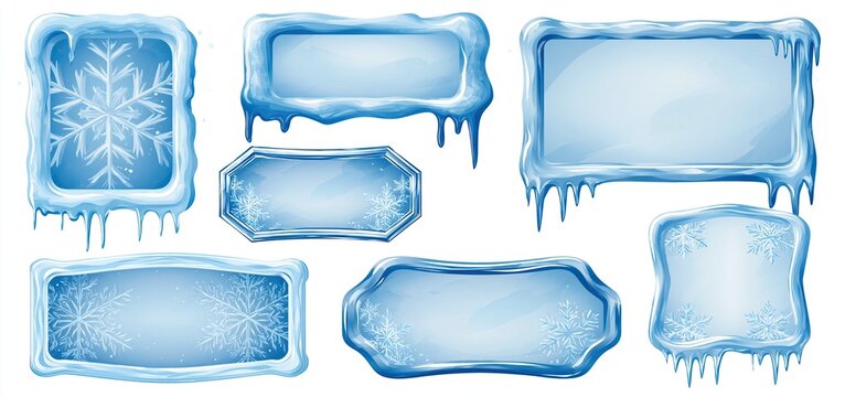 Festive winter holiday borders featuring icy edges and snowflake motifs for seasonal marketing designs.