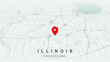 Modern minimalist vector map of Illinois. High-quality scalable illustration of Illinois state geographic boundaries, Mississippi River border for posters design. © AliRza
