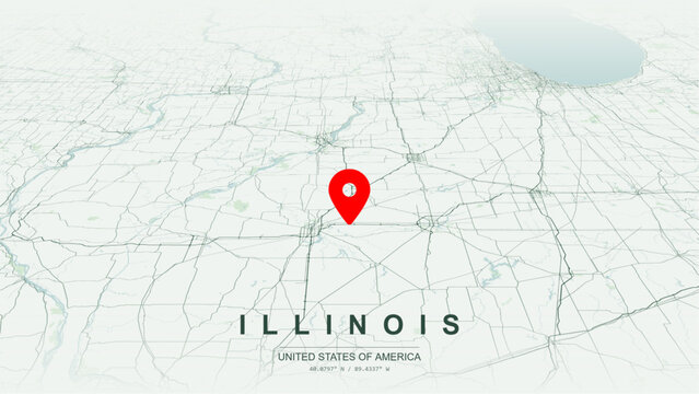 Modern minimalist vector map of Illinois. High-quality scalable illustration of Illinois state geographic boundaries, Mississippi River border for posters design.