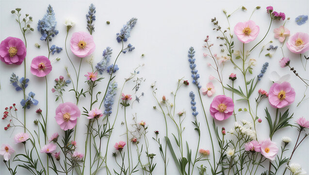 beautiful and soft flowers over white background