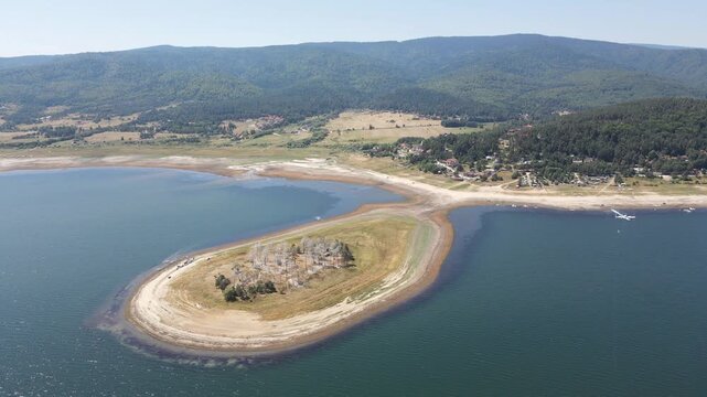 Aerial Summer view of Batak Reservoir, Pazardzhik Region, Bulgaria