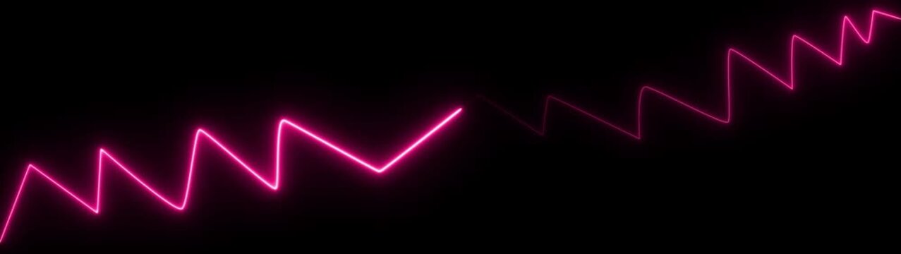 Neon pink zigzag wave line animation on black background
