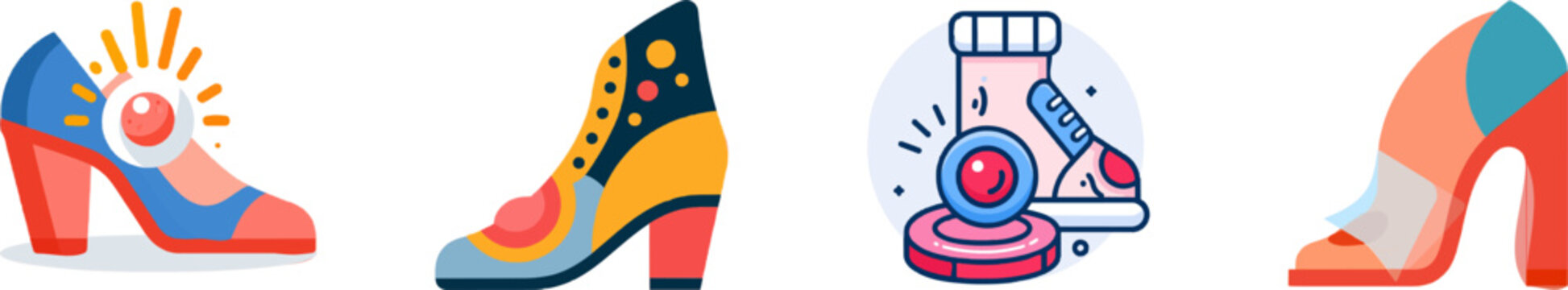A vibrant flat vector icon of a painful shoe blister with a soft hydrocolloid gel cushion pad, set against a clean, modern UI background
