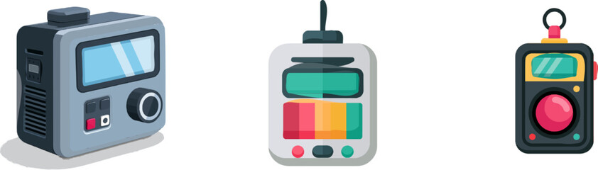 Fototapeta premium A sleek, modern electronic toll collection transponder icon features vibrant colors, clean lines, and a minimalist design against a pristine white background