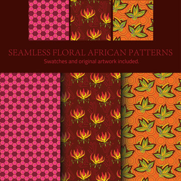 Seamless Colorful Floral African Patterns