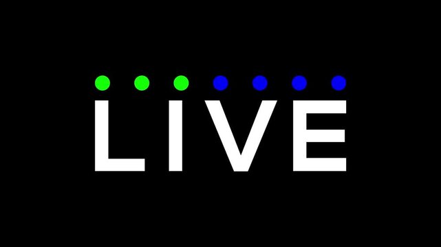 Transparent live broadcast, animated gif video in circle shape. with green, blue and white colors