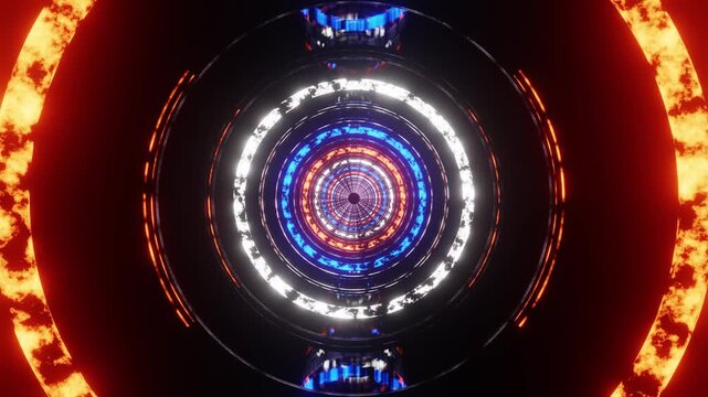 Orange white and blue textured rings VJ loop background