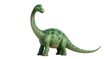 Isolated friendly cartoon green long-necked dinosaur character standing with cheerful expression © David