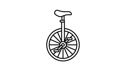 Simple Line Art Unicycle Icon, Minimalist One Wheel Bicycle Vector © Piring