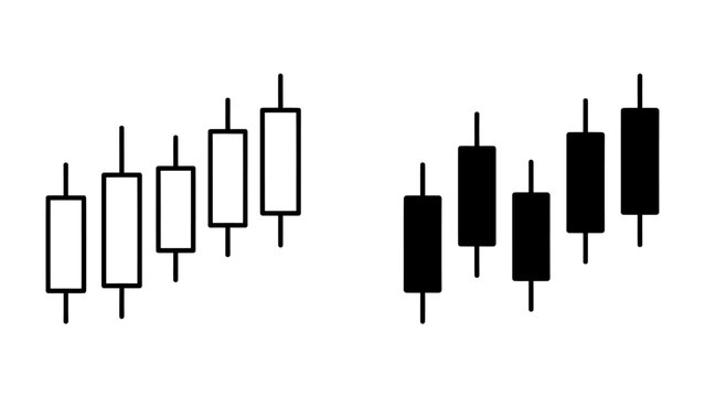 Candlestick Chart Patterns: A visual representation of Japanese candlestick charting patterns, showing bullish and bearish trends with clear white and black bars.