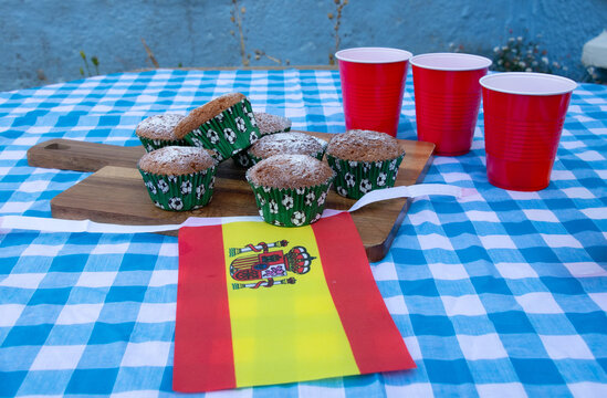 Spain Football Party with Cakes, Bunting and Match Day Celebrations
