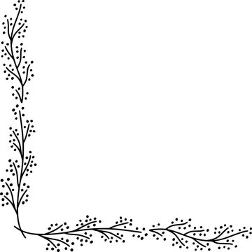 Hand-drawn botanical corner border