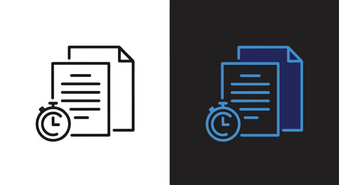 Vector file folder and document icons with magnifying glass - Blue icon set - Modern style icon  - Glyph and solid icon set - Icon vector