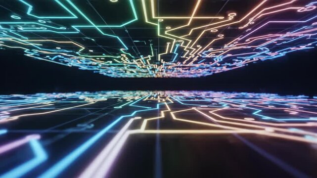 Dynamic glowing data flow in abstract digital circuit space