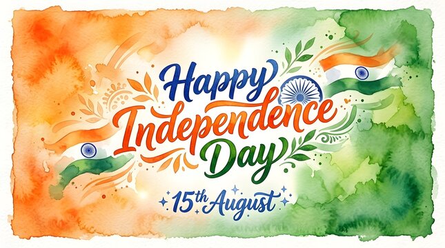 Happy Independence Day celebration banner with Indian flag