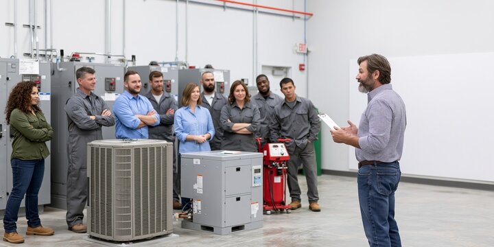 Technician training session in industrial facility