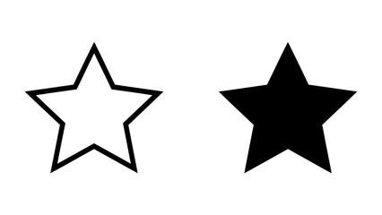 Outline and Filled Star Symbols: A simple yet striking graphic showcasing two star symbols, one outlined and the other solid black, representing contrast and form. © Ajm