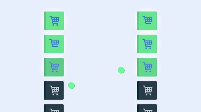 2D animated dual sidebar navigation menu item toggles moving data tracks for user interface UX design tutorials and app platform explainers