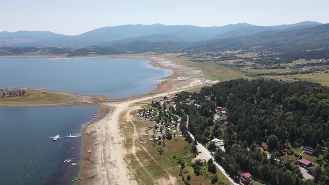 Aerial Summer view of Batak Reservoir, Pazardzhik Region, Bulgaria