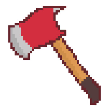 Firefighter axe emergency tool pixel art rescue equipment