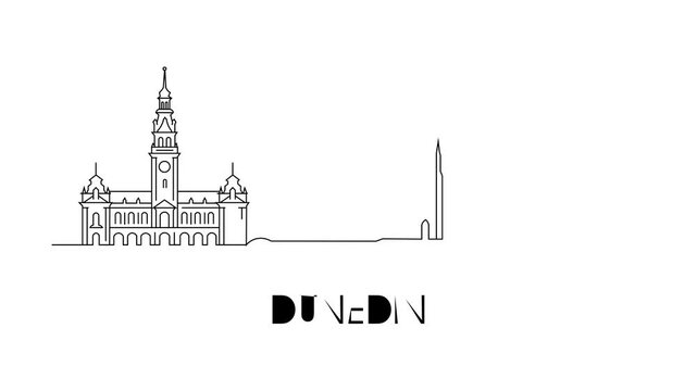 Simple line art of Dunedin's skyline