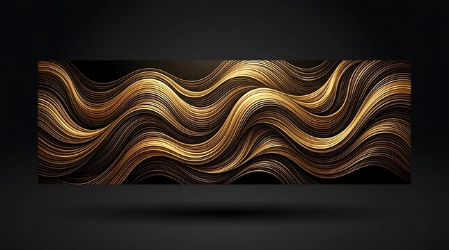 Luxury Dark Background with Elegant Golden Ornament Frame Abstract Wave Lines Decorative Black and Gold Vector Banner Wallpaper Design
