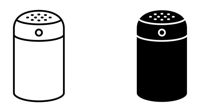 Salt and Pepper Shakers Icons: A clean and simple illustration featuring two shakers, one white and one black, representing common kitchen condiments.