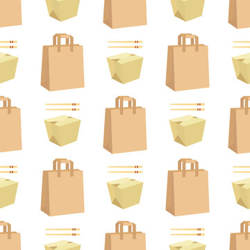 asian takeaway packaging seamless pattern