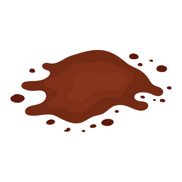 brown sauce stain isolated on white, flat style