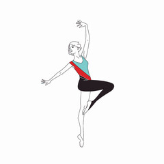 Fototapeta premium Elegant ballerina performing a graceful dance pose on pointe shoes.