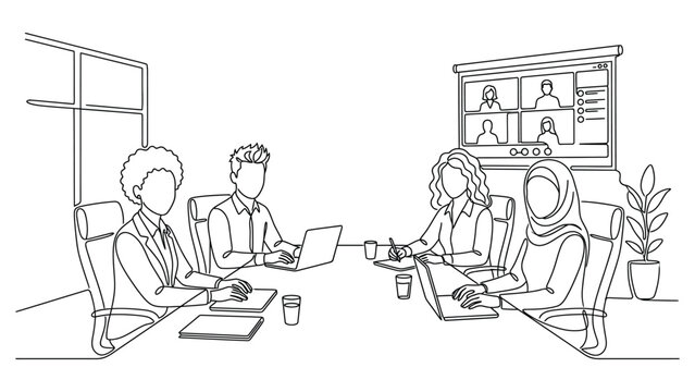 Diverse Business Professionals Collaborating in a Modern Office Meeting