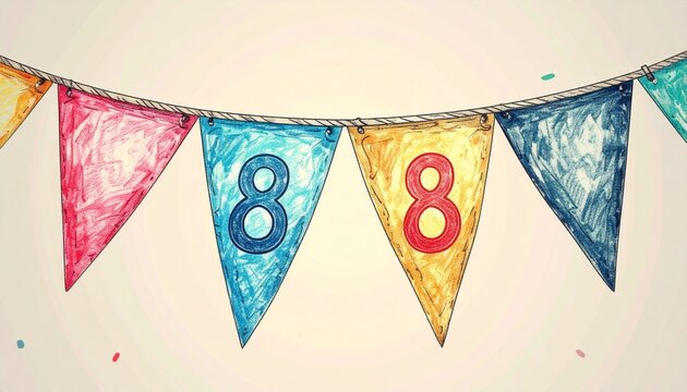 Festive Flag Garland with Number 88 for Birthday and Anniversary Party